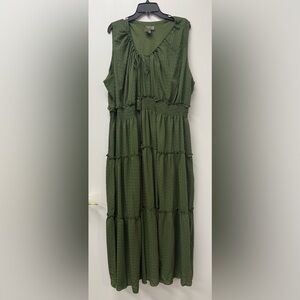 Taylor Olive Green Textured Dress